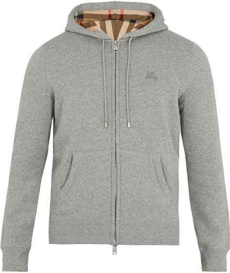 burberry slim-fit cotton-blend jersey zip-up hoodie grey|Burberry Cotton Blend Zip Hoodie Grey Men's .